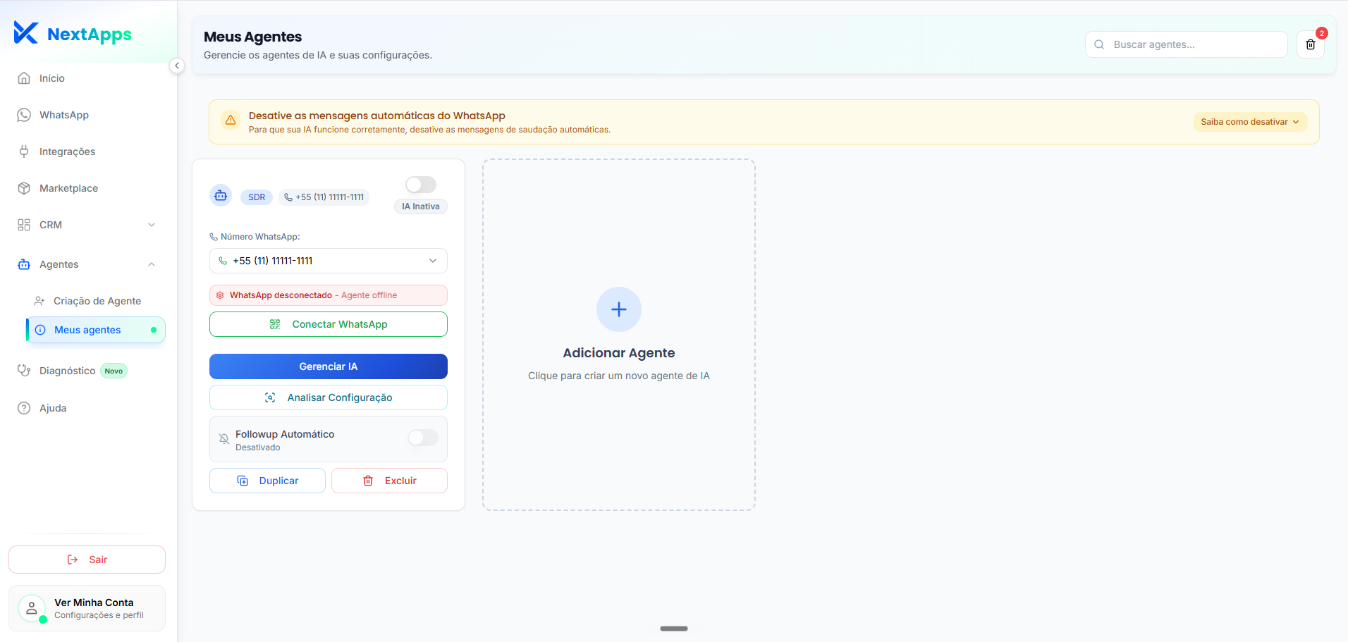 NextApps — Configuração de agentes de IA